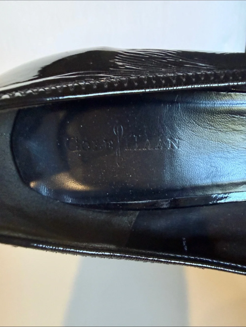 Cole Haan Air Tali Black Patent Leather Open Toe Wedge Pump Heels Shoe Womens 7B